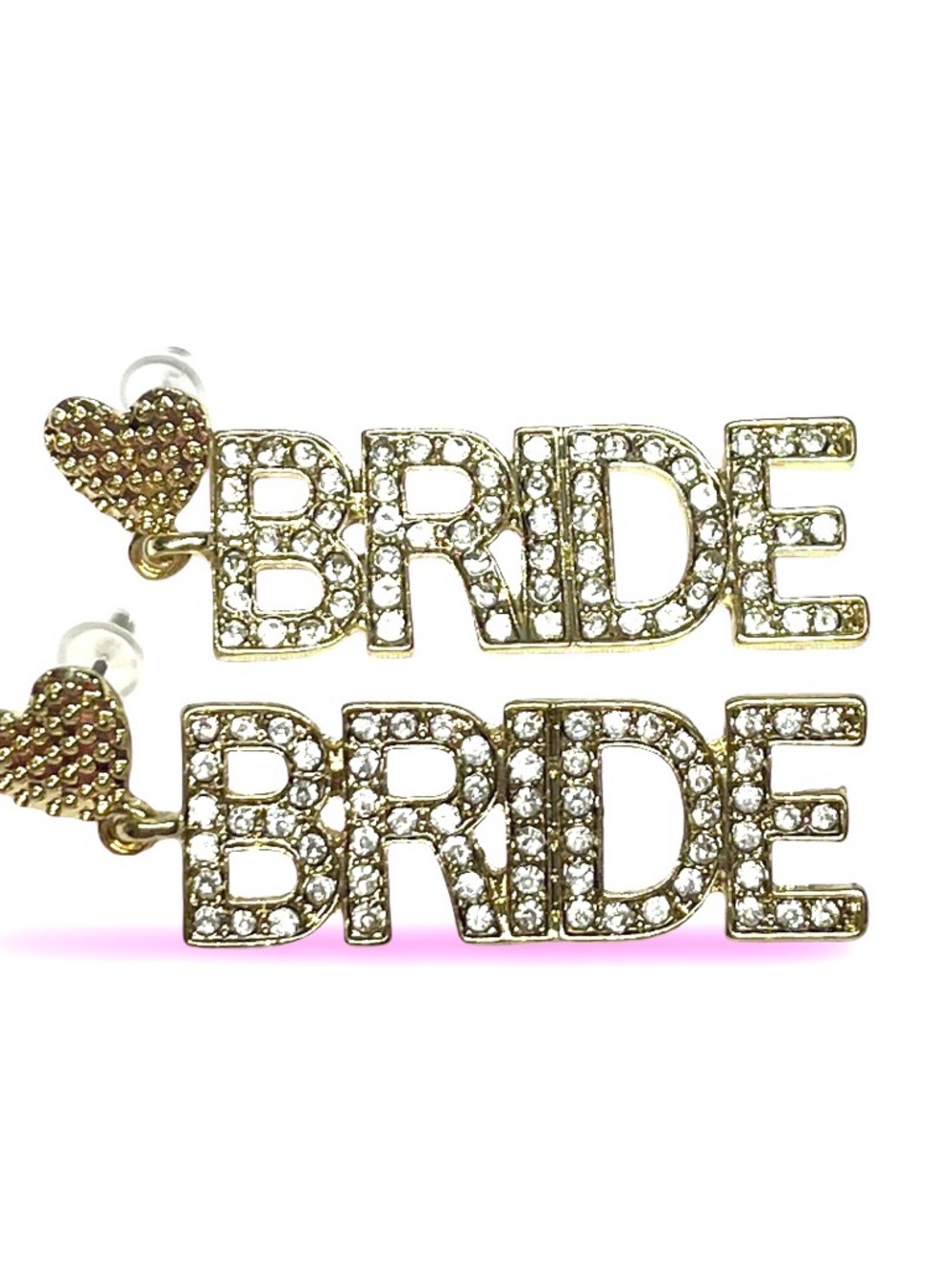 Bride Crystal Earrings NIP, Post Earrings gold tone base, almost 2”